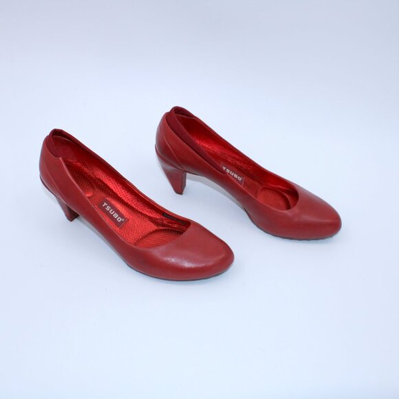 Tsubo Red Leather Heels Pumps Size 7.5 - Picture 4 of 8